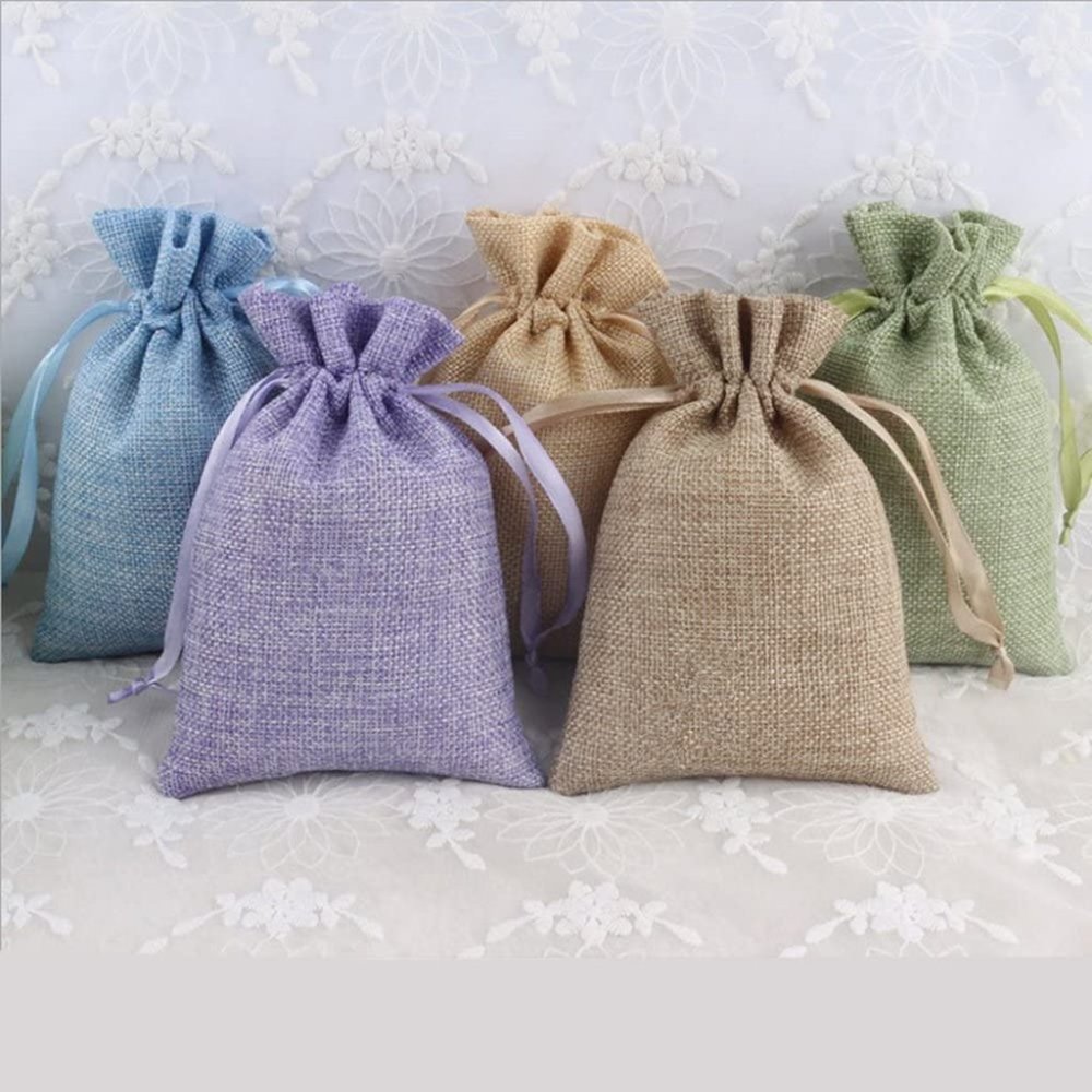 Favor bags. 25pcs. Multicolor Burlap Gift Bag With Satin Drawstring